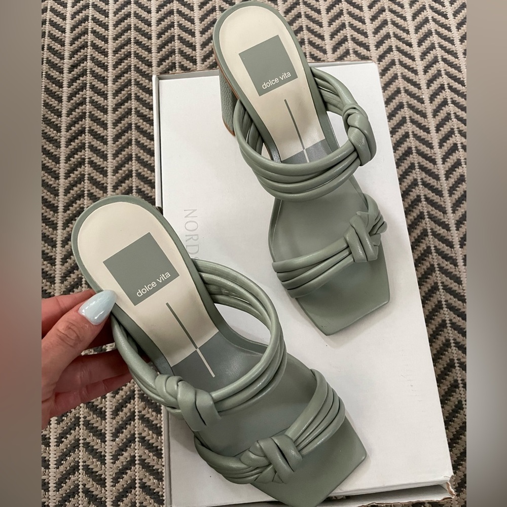 Dolce Vita Sage Green Knotted Strap Slide Sandals